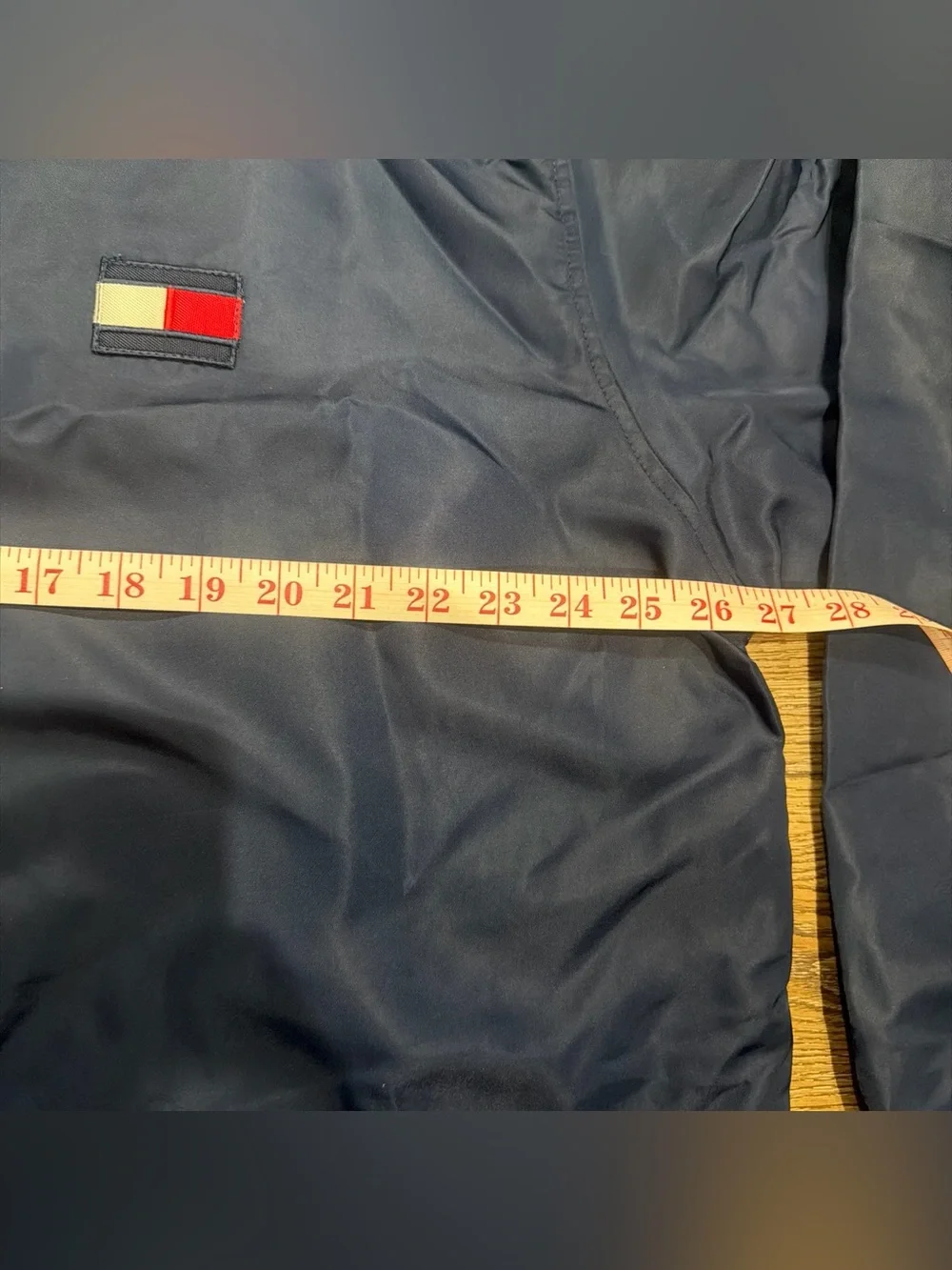 Tommy Hilfiger Navy Windbreaker Jacket with Signature Flag Patch